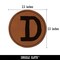 Letter D Uppercase Cute Typewriter Font Round Iron-On Engraved Faux Leather Patch Applique - 2.5"